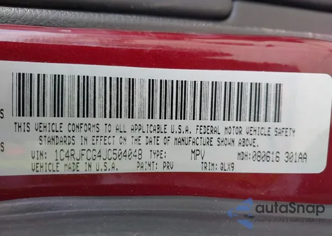 2018 Jeep Grand Cherokee High Altitude 4X4 z USA, uszkodzony, nr VIN 1C4RJFCG4JC504048